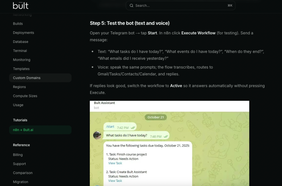 Create a Personal AI Assistant with n8n + Bult.ai