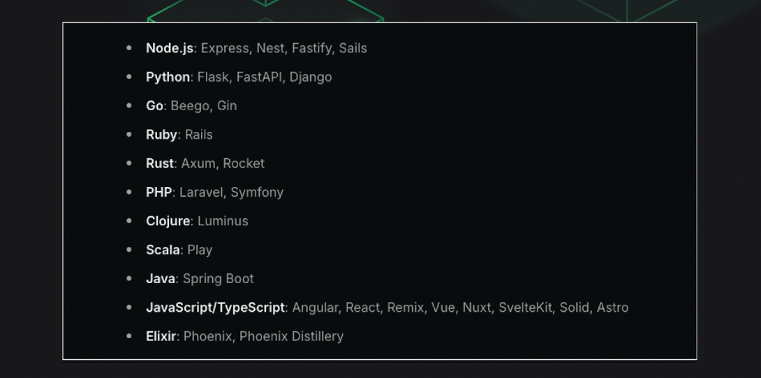Languages and Frameworks Supported on Bult.ai