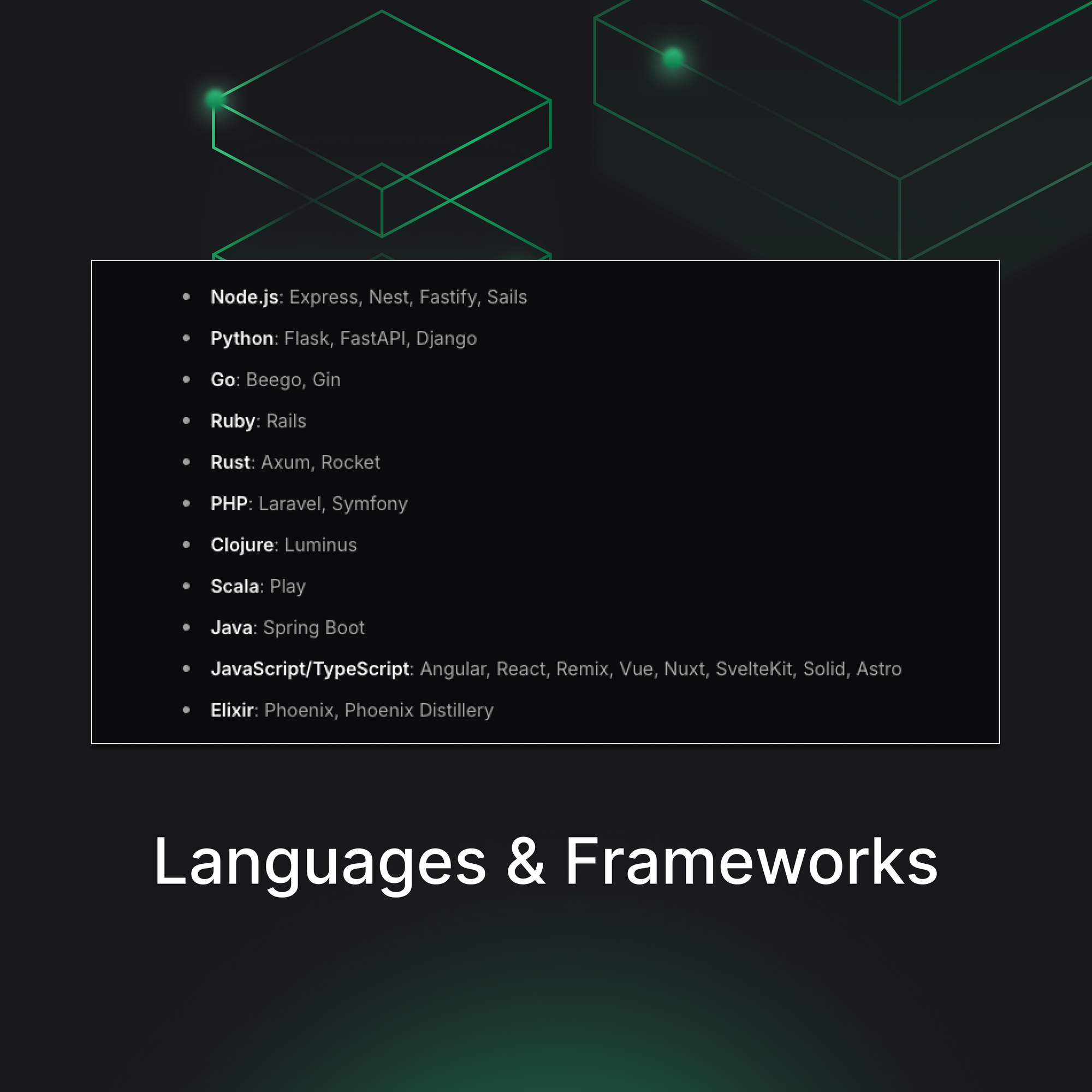 Languages and Frameworks Supported on Bult.ai